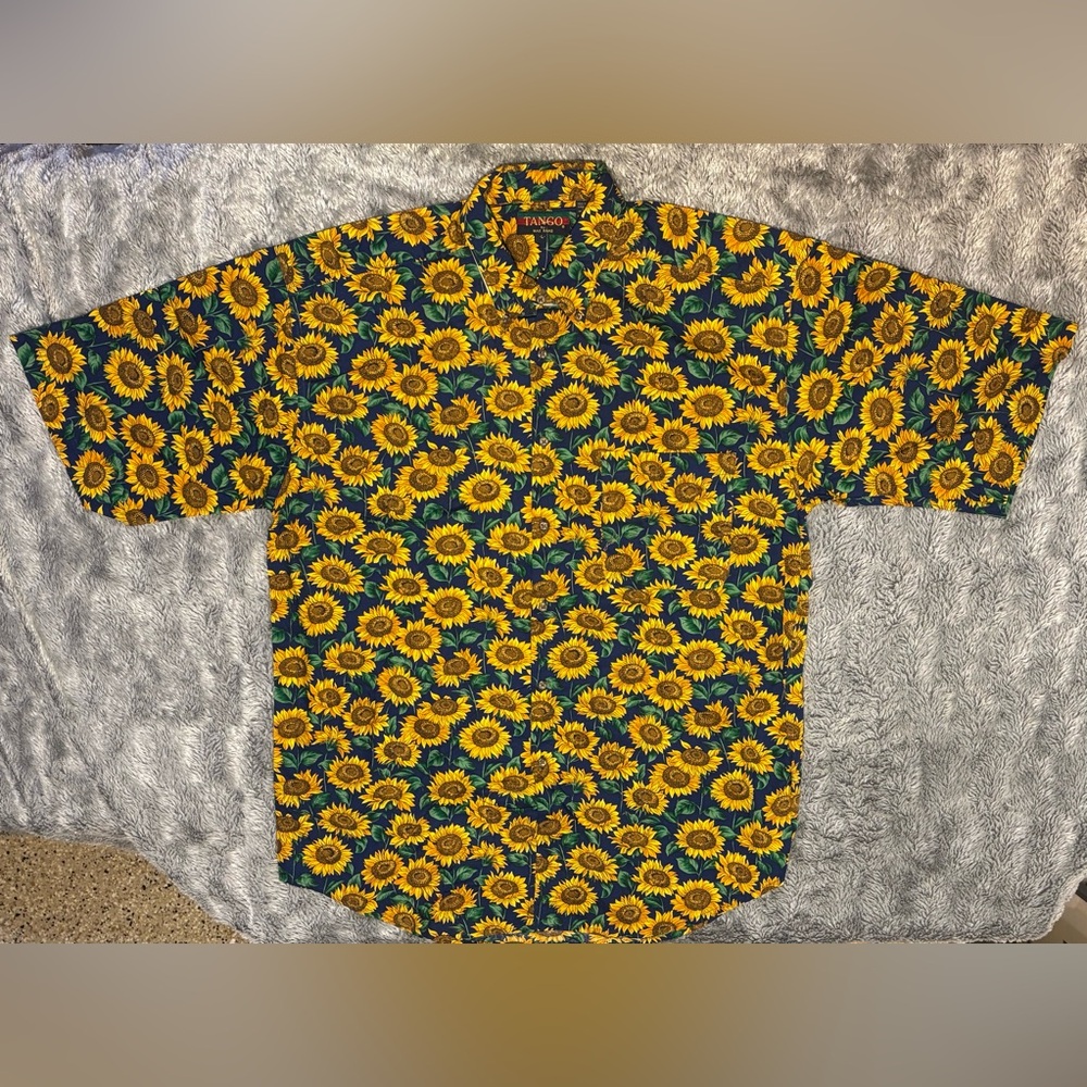 Sunflower Button Down Dress Shirt - Tango by Max Raab in Yellow, Green and Blue